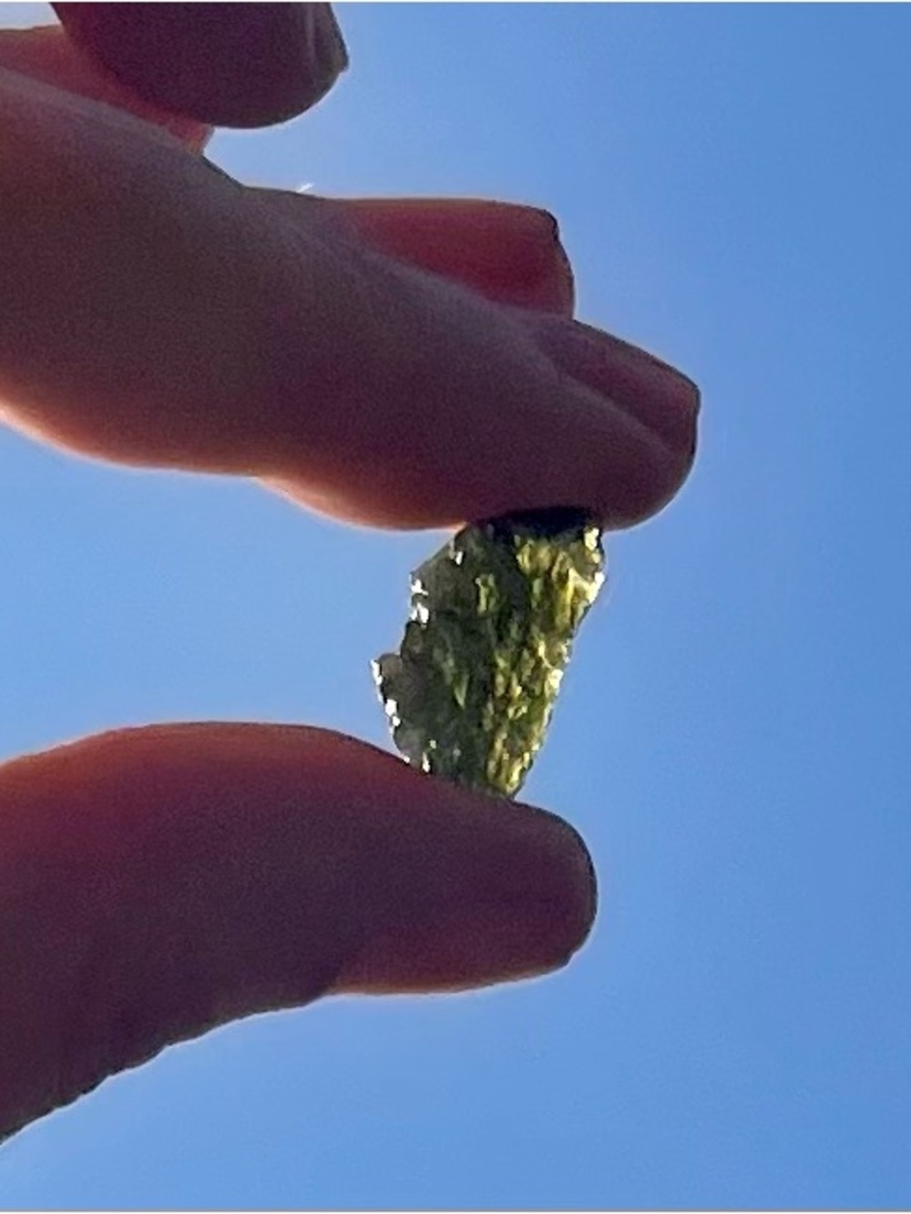 Genuine Natural Moldavite Raw Tektite Specimen – Approx. 3/4”